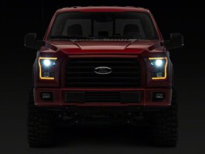 Ford F-150 LED Headlights - Raxiom - Projector with LED Amber DRL - Black - `15-`17