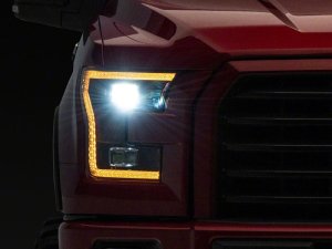 Ford F-150 LED Headlights - Raxiom - Projector with LED Amber DRL - Black - `15-`17