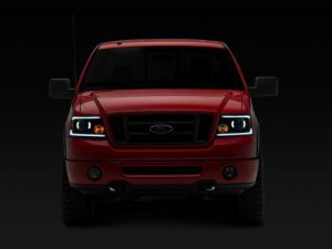 Ford F-150 LED Headlights - Raxiom - Axial Series Projector with SEQL LED Bar - Black Housing with Clear Lens - `04-`08