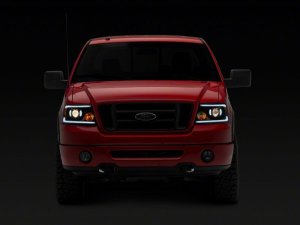 Ford F-150 LED Headlights - Raxiom - Axial Series Projector with SEQL LED Bar - Black Housing with Clear Lens - `04-`08