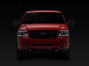 Ford F-150 LED Headlights - Raxiom - Proj Headlights/Seq LED Bar - Clear Lens - Black - `04-`08