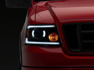 Ford F-150 LED Headlights - Raxiom - Proj Headlights/Seq LED Bar - Clear Lens - Black - `04-`08