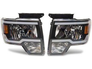 Ford F-150 LED Headlights - Raxiom - Axial Series with LED Bar - Black Housing, Clear Lens - `09-`14