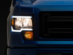Ford F-150 LED Headlights - Raxiom - Axial Series with LED Bar - Black Housing, Clear Lens - `09-`14