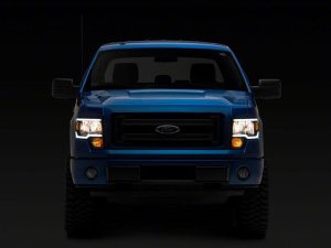 Ford F-150 LED Headlights - Raxiom - Axial Series with LED Bar - Black Housing, Clear Lens - `09-`14