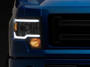 Ford F-150 LED Headlights - Raxiom - Axial Series with LED Bar - Black Housing, Clear Lens - `09-`14