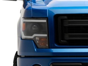 Ford F-150 LED Headlights - Raxiom - Axial Series Projector Headlights w/ LED Light Bar - Black Housing - `09-`14
