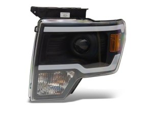 Ford F-150 LED Headlights - Raxiom - Axial Series Projector Headlights w/ LED Light Bar - Black Housing - `09-`14