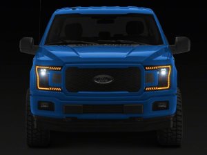 Ford F-150 LED Headlights - Raxiom - LED Halo Surround with Amber DRL - Black Housing - `18-`20