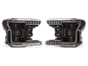 Ford F-150 LED Headlights - Raxiom - LED Halo Surround with Amber DRL - Black Housing - `18-`20