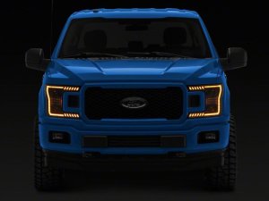 Ford F-150 LED Headlights - Raxiom - LED Halo Surround with Amber DRL - Black Housing - `18-`20