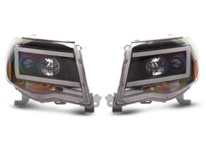 Toyota Tacoma LED Headlights - Front - Raxiom - Axial Series LED DRL Projector - Black Housing - `05-`11