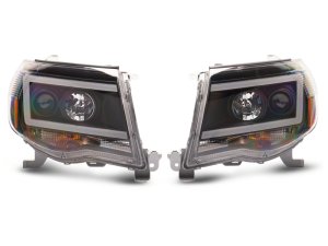 Toyota Tacoma LED Headlights - Front - Raxiom - Axial Series LED DRL Projector - Black Housing - `05-`11