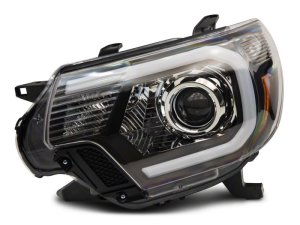 Toyota Tacoma LED Headlights - Front - Raxiom - Axial Series Projector with LED Bar - Black Housing - `12-`15
