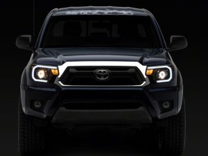 Toyota Tacoma LED Headlights - Front - Raxiom - Axial Series Projector with LED Bar - Black Housing - `12-`15