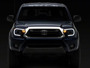 Toyota Tacoma LED Headlights - Front - Raxiom - Axial Series Projector with LED Bar - Black Housing - `12-`15