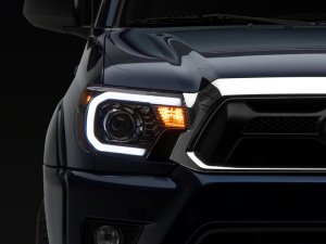 Toyota Tacoma LED Headlights - Raxiom - Axial Projector with SEQL LED Bar - Black Housing - `12-`15