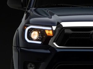 Toyota Tacoma LED Headlights - Raxiom - Axial Projector with SEQL LED Bar - Black Housing - `12-`15