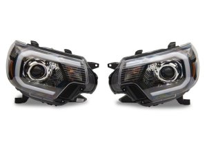 Toyota Tacoma LED Headlights - Raxiom - Axial Projector with SEQL LED Bar - Black Housing - `12-`15