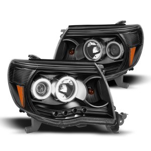 Toyota Tacoma LED Headlights - Raxiom - Super White LED Halo Projector - Black Housing with Clear Lens - `05-`09