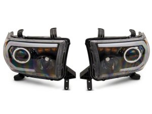 Toyota Tundra LED Headlights - Raxiom - Axial Series Projector with LED Bar - Black Housing - `07-`13