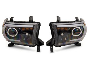 Toyota Tundra LED Headlights - Raxiom - Axial Series Projector with LED Bar - Black Housing - `07-`13