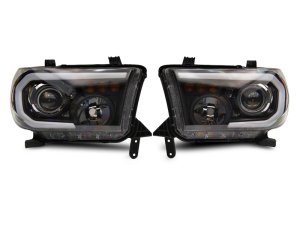 Toyota Tundra LED Headlights - Raxiom - Axial Projector with SEQL LED Bar - Black Housing - `07-`13