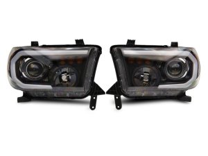 Toyota Tundra LED Headlights - Raxiom - Axial Projector with SEQL LED Bar - Black Housing - `07-`13