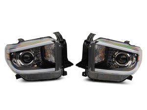 Toyota Tundra LED Headlights - Raxiom - Axial Projector Headlights w/ SEQL LED Bar - Black Housing - `14-`21