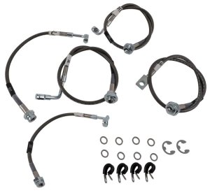 Chevrolet Silverado 1500 Brake Line Kit - Russell - Stainless Steel Braided Hose with Zinc Plated Fittings - Black - `99-`06