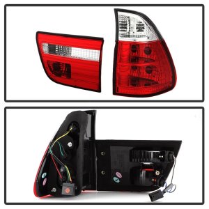 BMW X5 Tail Lights - SPYDER - Euro Style - Red/Clear - `00-`06 BMW X5 Tail Lights - SPYDER - Euro Style - Red/Clear - `00-`06