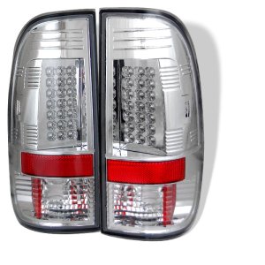 Ford F250 Super Duty Tail Lights - SPYDER - LED - Chrome - `99-`07