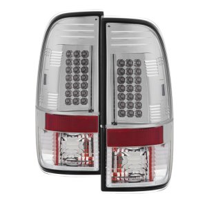 Ford F350 Super Duty Tail Lights - SPYDER - LED - Chrome - `99-`07
