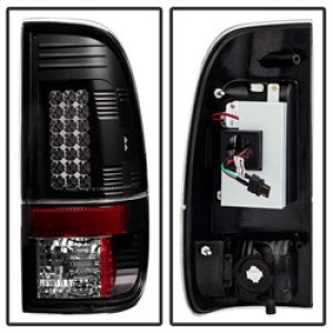 Ford Super Duty LED Tail Lights - SPYDER - Black - `08-`15