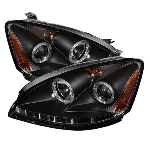Nissan Altima Headlights - SPYDER - LED Halo Projector - Black - `02-`04
