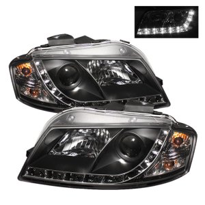 Audi A3 Headlights - SPYDER - DRL LED Projector - Black - `06-`08