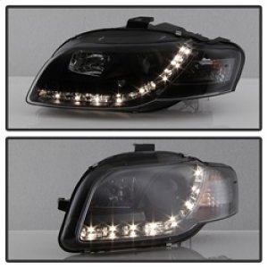 Audi A4 Headlights - SPYDER - DRL Projector, Halogen Model Only - Black - `06-`08