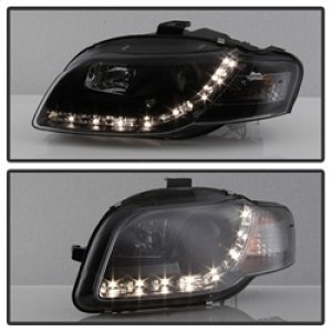 Audi A4 Headlights - SPYDER - DRL Projector, Halogen Model Only - Black - `06-`08