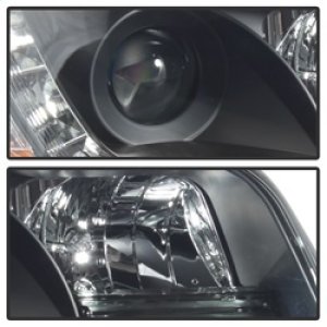 Audi A6 Headlights - SPYDER - Projector, DRL, Halogen Model - Black - `02-`04