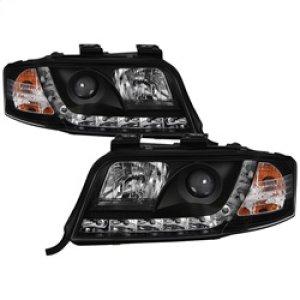 Audi A6 Headlights - SPYDER - Projector, DRL, Halogen Model - Black - `02-`04