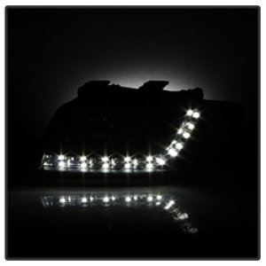 Audi A6 Headlights - SPYDER - Projector, DRL, Halogen Model - Black - `02-`04