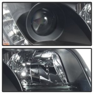 Audi A6 Headlights - SPYDER - Projector, DRL, Halogen Model - Black - `02-`04