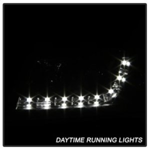 Audi A6 Headlights - SPYDER - Projector, DRL, Halogen Model - Black - `02-`04