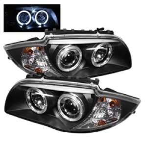 BMW 1 Series Headlights - SPYDER - Projector, LED Halo - Black - `08-`11