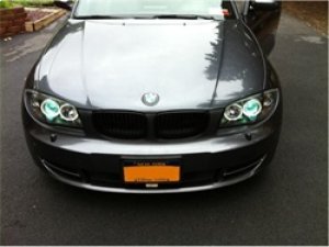 BMW 1 Series Headlights - SPYDER - Projector, LED Halo - Black - `08-`11