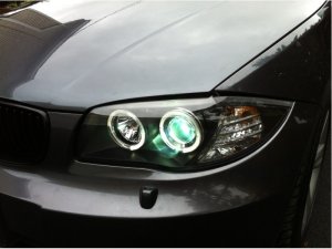 BMW 1 Series Headlights - SPYDER - Projector, LED Halo - Black - `08-`11