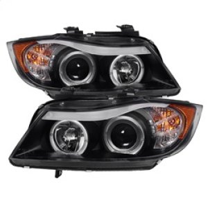 BMW 3 Series Headlight Set - SPYDER - LED Halo, Amber Reflector, Projector - Black - `06-`08