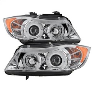 BMW 3 Series Headlights - SPYDER - Projector LED Halo Amber Reflector - Chrome - `06-`08 BMW 3 Series Headlights - SPYDER - Projector LED Halo Amber Reflector - Chrome - `06-`08