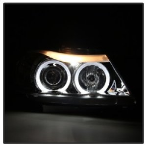 BMW 3 Series Headlights - SPYDER - Projector LED Halo Amber Reflector - Chrome - `06-`08 BMW 3 Series Headlights - SPYDER - Projector LED Halo Amber Reflector - Chrome - `06-`08