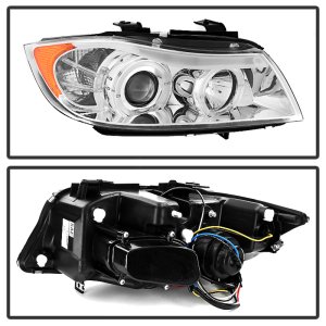 BMW 3 Series Headlights - SPYDER - Projector LED Halo Amber Reflector - Chrome - `06-`08 BMW 3 Series Headlights - SPYDER - Projector LED Halo Amber Reflector - Chrome - `06-`08